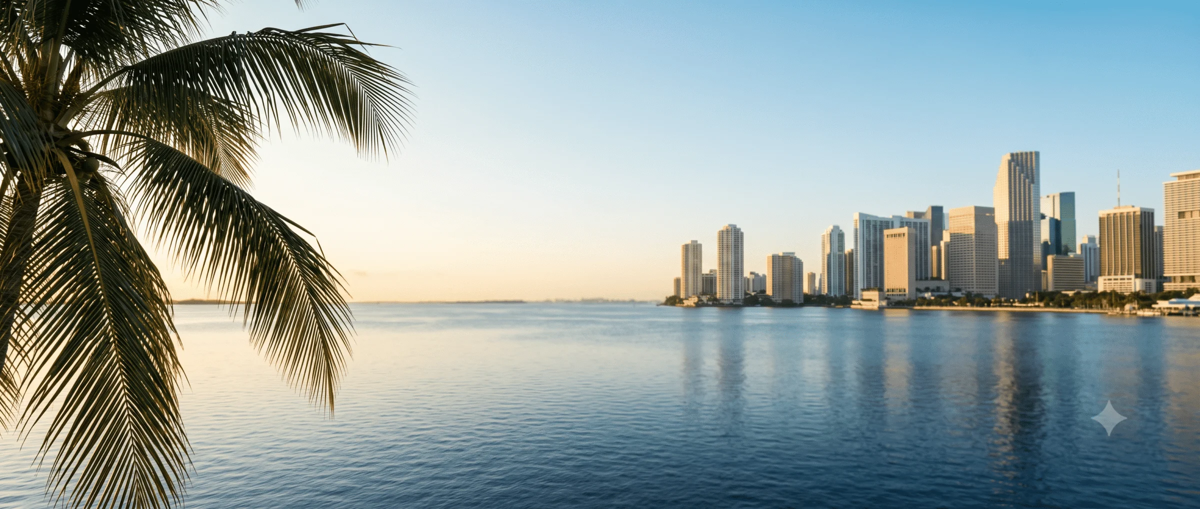 Miami skyline viewed across Biscayne Bay